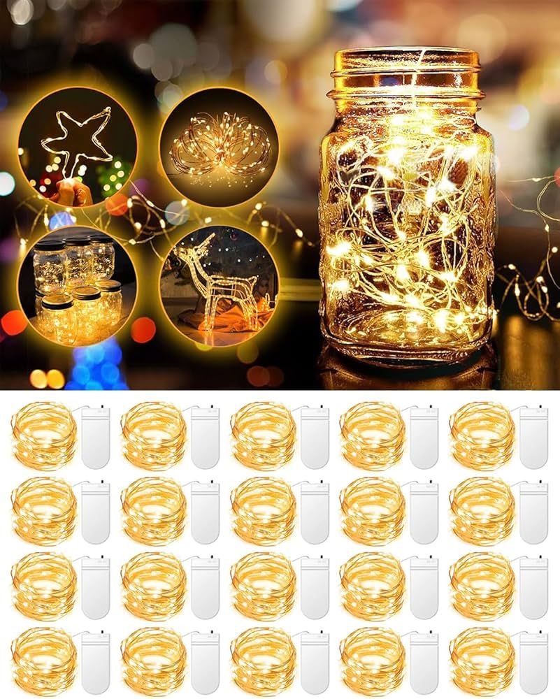 20 Pack Fairy Lights Battery Operated 3.3ft 20 LED Mini String Lights Twinkle Lights Copper Wire ... | Amazon (US)