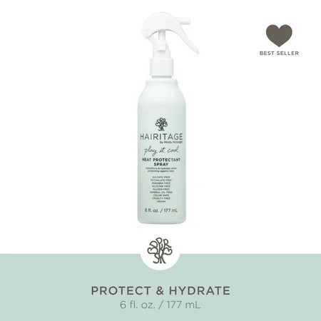 Hairitage Play It Cool Argan Oil Heat Protectant Spray for Damaged hair 6 oz | Walmart (US)
