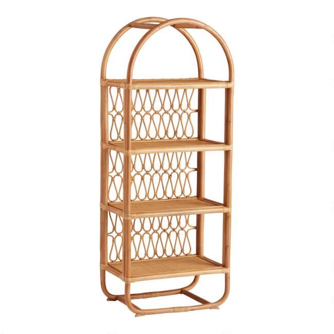 Tall Sienna Rattan Arched Nylah Bookcase | World Market