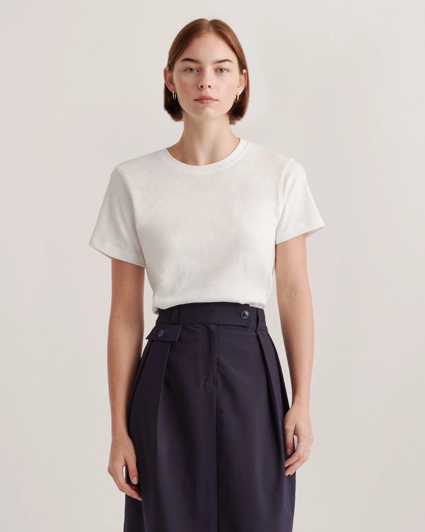 Quince | Women's Slub Crewneck T-Shirt in White, Size Large, Organic Cotton | Quince