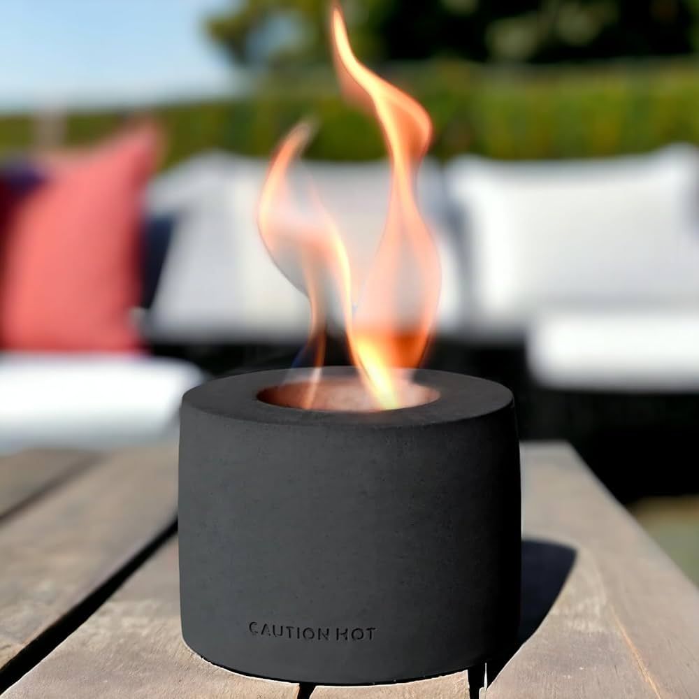 Tabletop Ethanol Fireplace Indoor Outdoor Fire Pit Portable Fire Concrete Bowl Pot Fireplace (Bla... | Amazon (US)