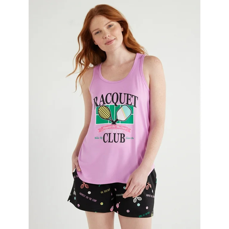 Joyspun Women's Print Tank Top and Shorts Pajama Set, 2-Piece, Sizes S to 3X | Walmart (US)