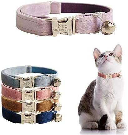 Personalized Cat Collar with Name Plate ,Adjustable Tough Nylon Cat ID Collars with Bell ,Customi... | Amazon (US)