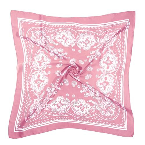 DOOBO Satin Head Scarf - 27.5 Inches Silk Bandana Hair Wrap Neck Scarf for Women & Girls (Pink) | Amazon (US)