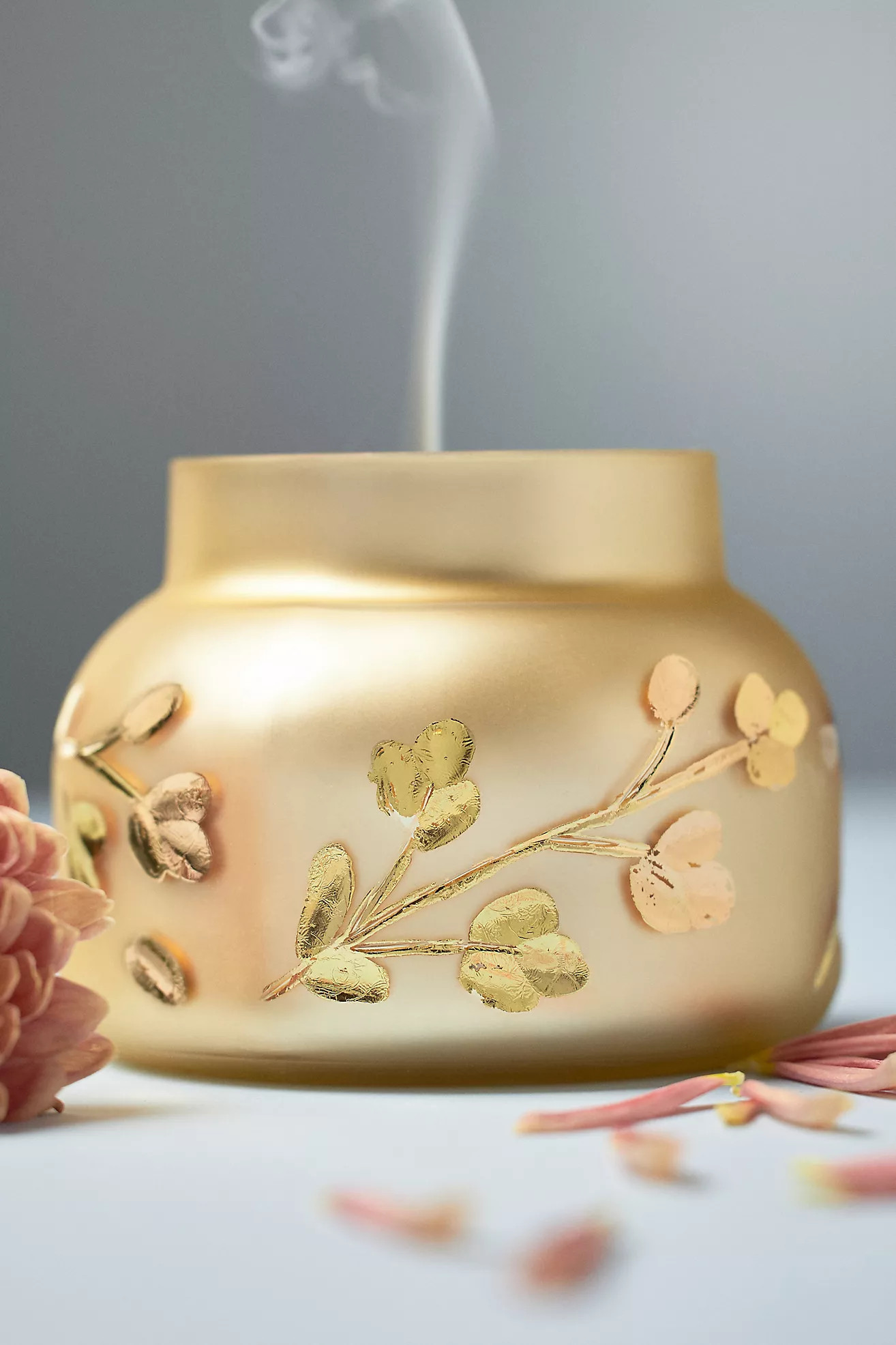 Capri Blue Volcano Gold Leaf Glass Candle | Anthropologie (US)