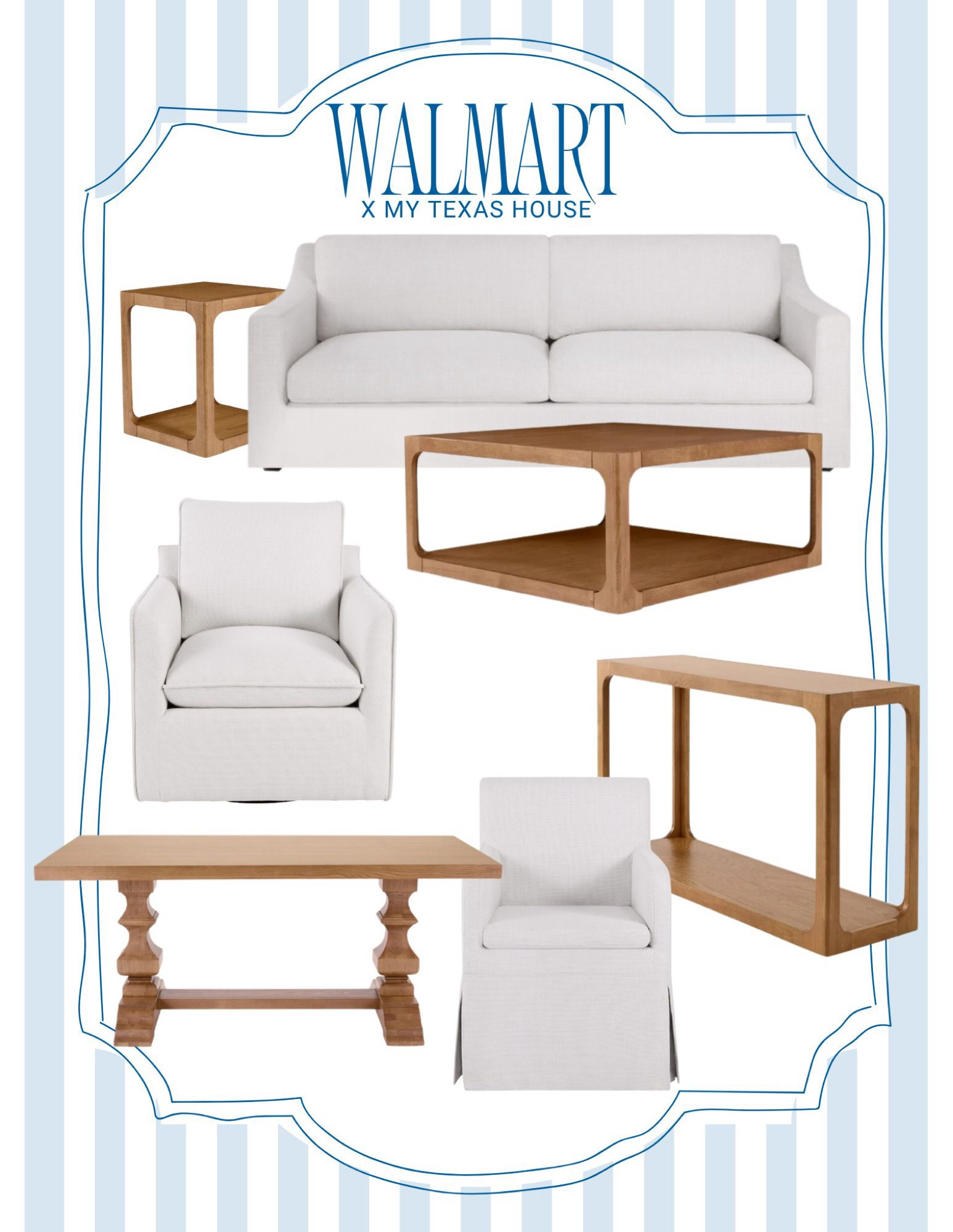 Loving these new furniture releases from Walmart and My Texas House! Includes a gorgeous slope arm sofa, upholstered swivel chair, upholstered dining chair, wood console table, affordable dining table, coffee table side table and more! Perfect for holiday guests and entertaining!
.
#ltkhome #ltksalealert #ltkseasonal #ltkstyletip neutral furniture, Walmart finds, Walmart home

#LTKSaleAlert #LTKSeasonal #LTKHome