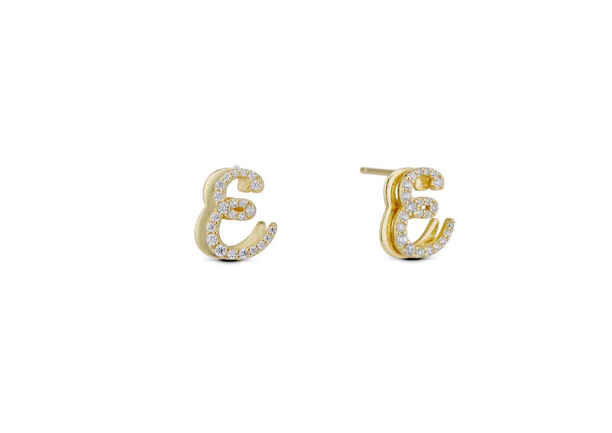 ICED BABY SCRIPT LETTER EARRING | EP JEWELS 