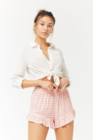 Gingham Ruffle-Trim Shorts | Forever 21 (US)