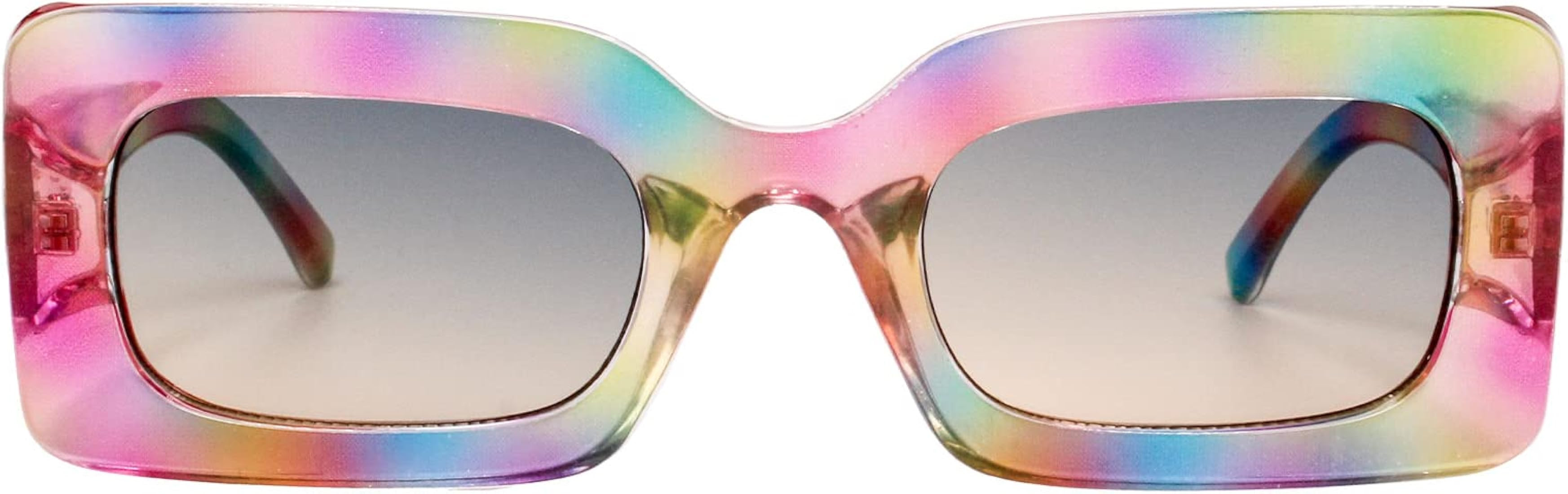 Square Trendy Sunglasses Womens Men Colorful Retro Rectangle Sun Glasses Narrow Chunky Vintage De... | Amazon (US)