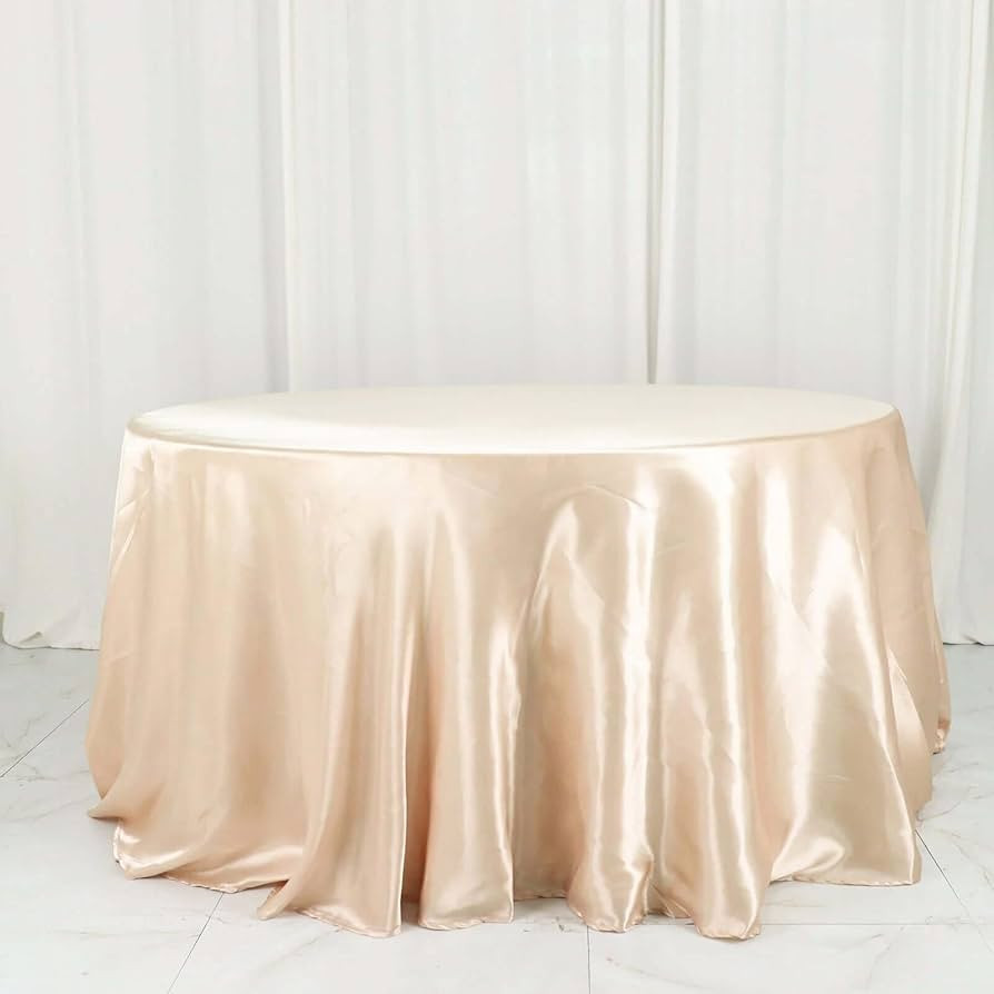 Efavormart 132 Inch Satin Round Tablecloth, Washable Linen Table Cover, Decorative Silky Fabric f... | Amazon (US)