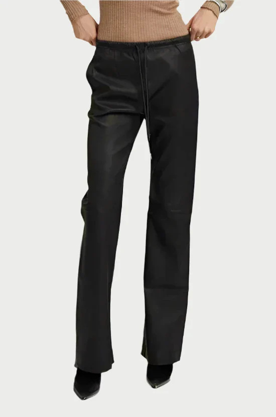 Leather Drawstring Straight Leg Pant | WEST2WESTPORT