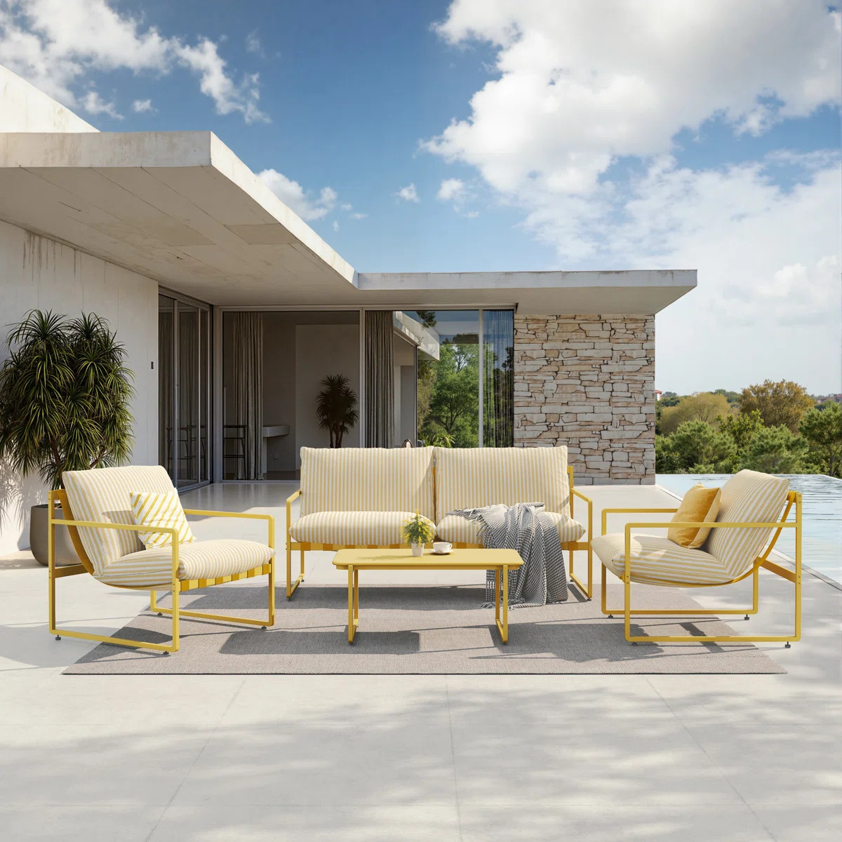 Modular Yellow All-Steel Webbing Sofa Set Of 4-Piece | Wayfair North America
