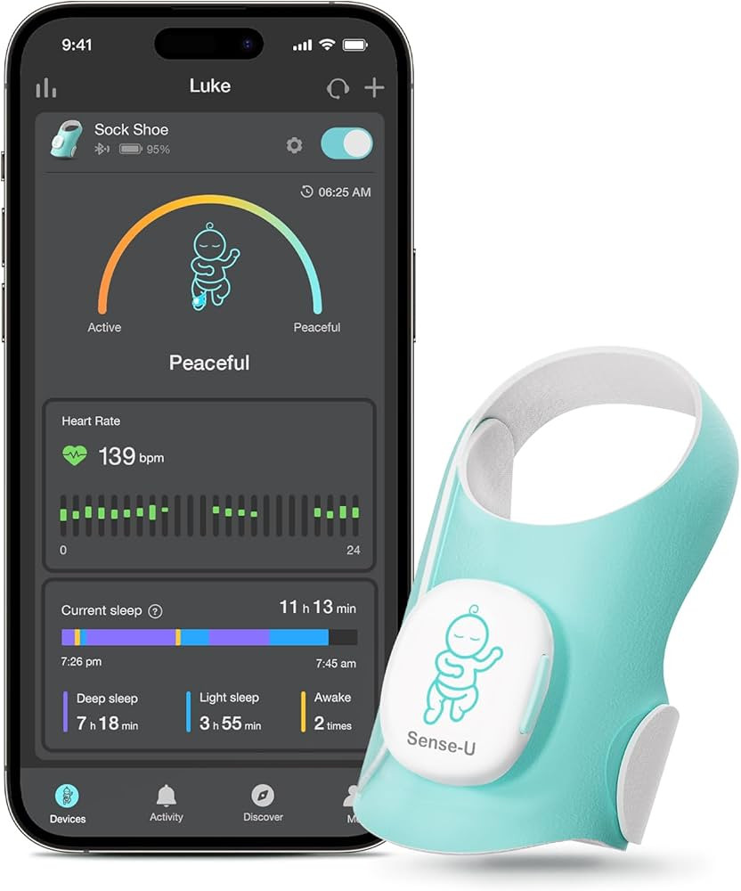 Sense-U Smart Sock Shoe Baby Monitor - Track Baby’s Heart Rate, Movement and Sleep, Infant Foot... | Amazon (US)