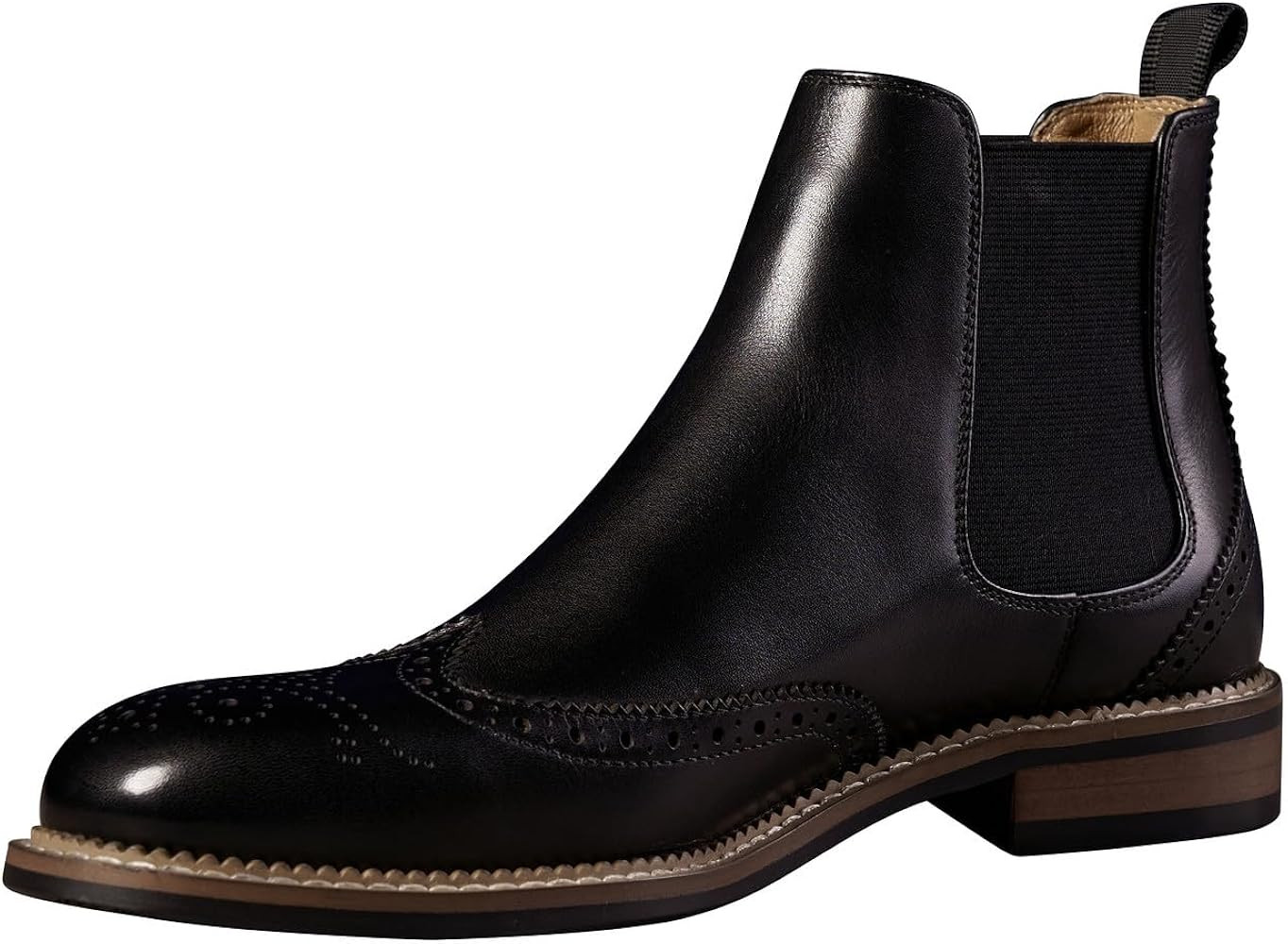 Santimon Chelsea Boots Men Black Dress Casual Genuine Leather Silp On Brogues Boots Fashion Forma... | Amazon (US)