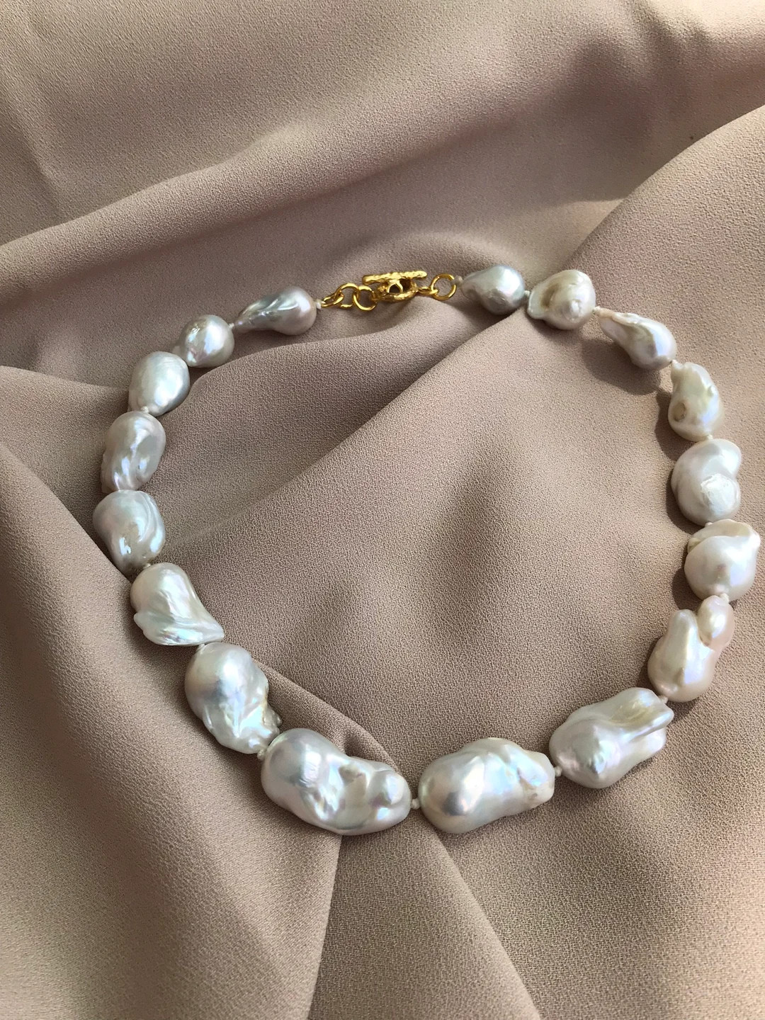 NEW Large Baroque Pearl Necklace, White Baroque Necklace, Timeless Necklace, Real Baroque Pearl N... | Etsy (US)