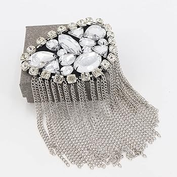 Qlavoca Crystal Beads Shoulder Epaulettes Chain Tassel Blazer Shoulder Epaulet Rhinestone Brooch ... | Amazon (US)