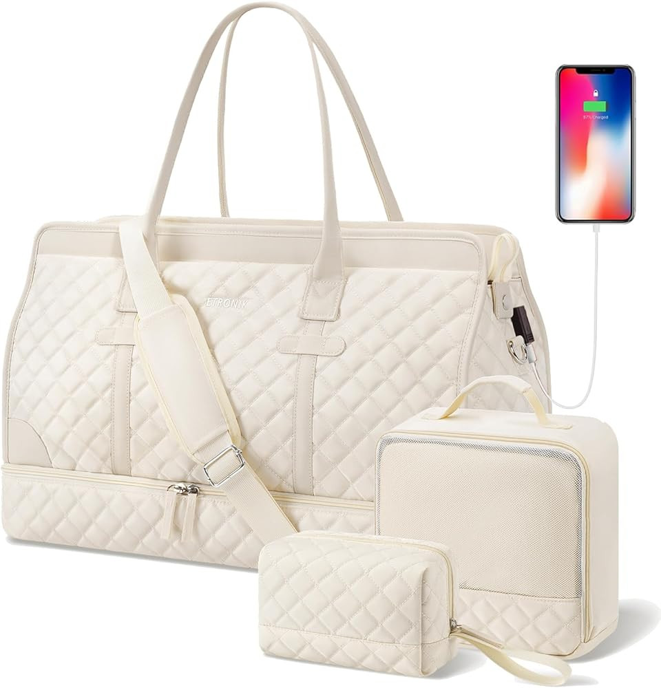 ETRONIK Weekender Overnight Bag for Women, Large Travel Duffle Bag with Shoe Compartment & Wet Po... | Amazon (US)