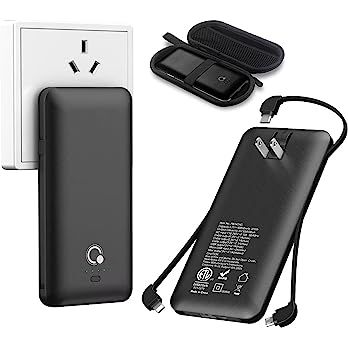 Brand Q 10000mAh Power Bank, Slim Portable Charger,4 Output External Battery Pack with Built-in A... | Amazon (US)