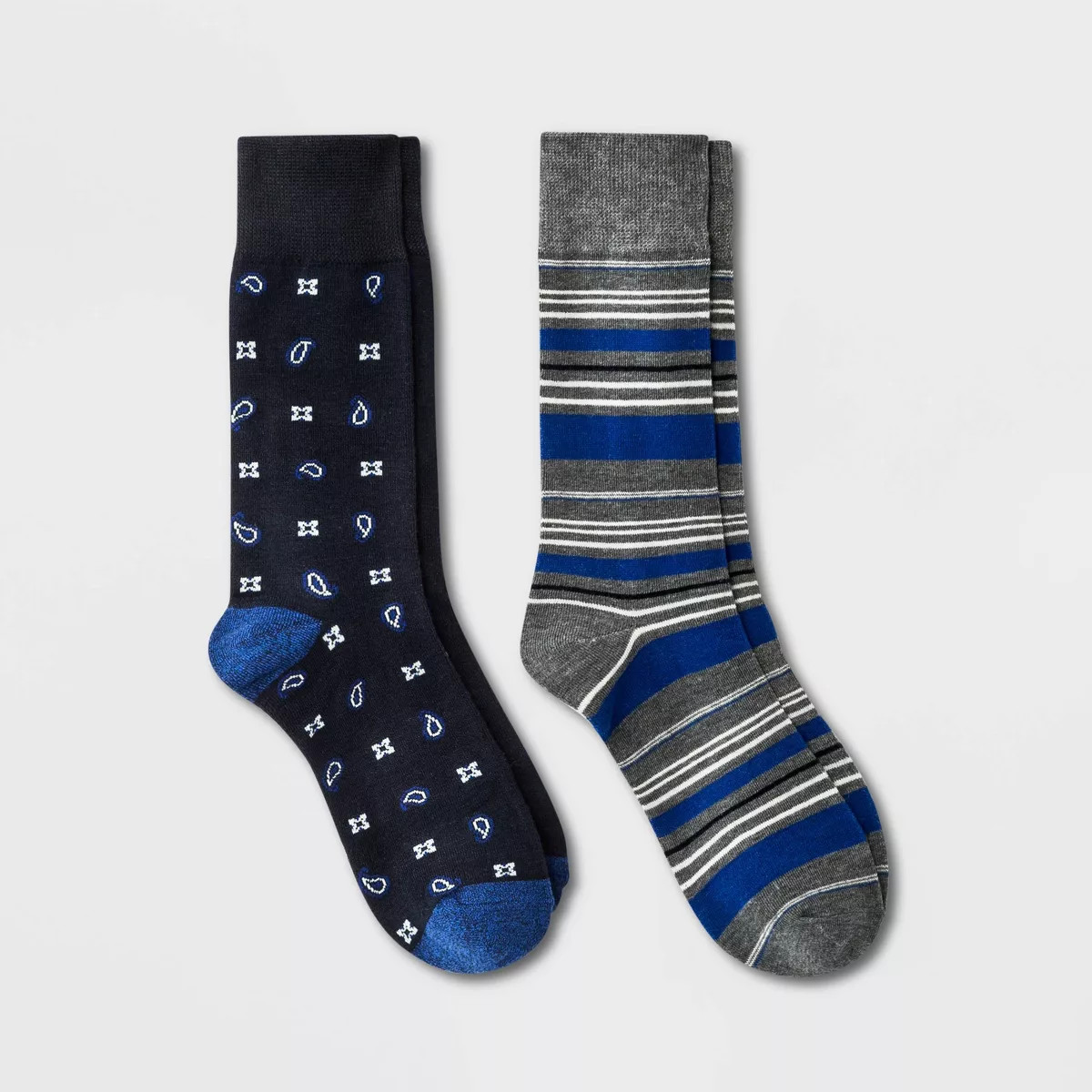 Men's Novelty Striped Socks 2pk - Goodfellow & Co™ Navy/Gray 7-12 | Target