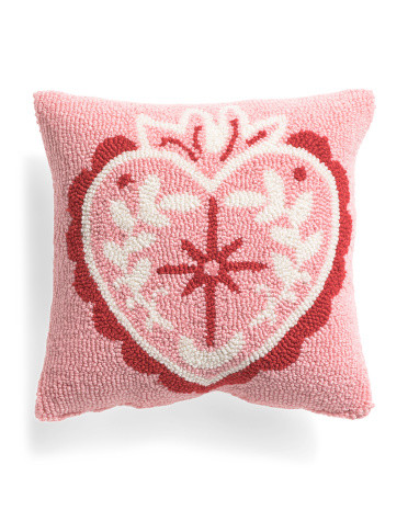 14x14 Sacred Heart Hooked Pillow | TJ Maxx