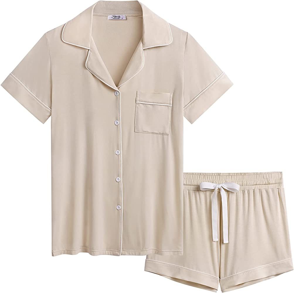 Joyaria Womens Ultra Soft Pajama Button Down Short Sleeve Pj Set-Small-XXL | Amazon (US)