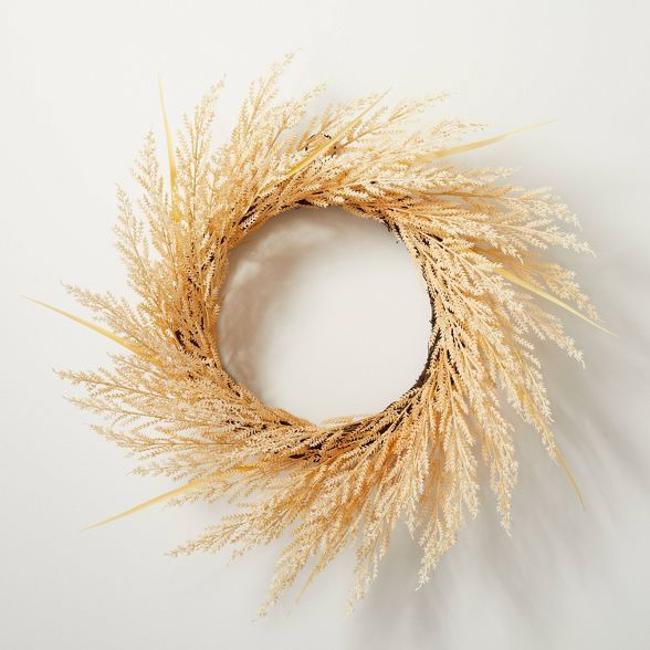 24&#34; Faux Bleached Wheat Grass Plant Wreath - Hearth &#38; Hand&#8482; with Magnolia | Target