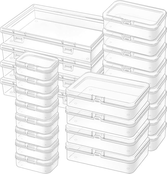 Mauproy 24 Pack Small Plastic Storage Containers with Lids, Clear Beads Storage Boxes with Hinged... | Amazon (US)