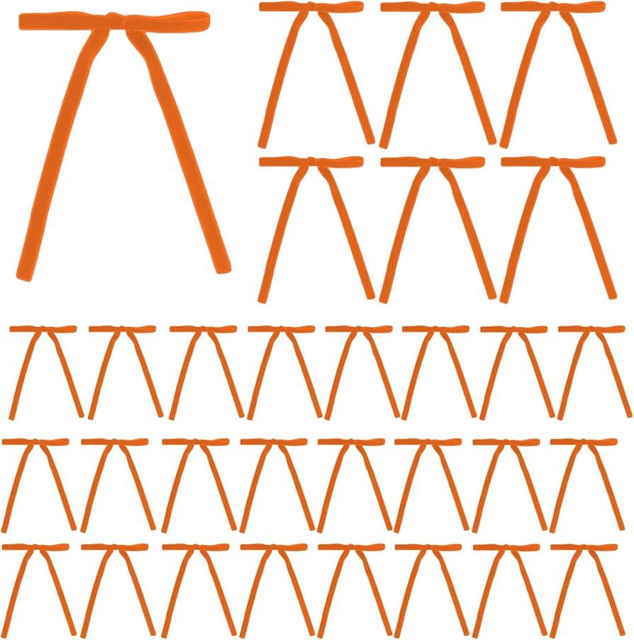 30 Pcs Orange Velvet Christmas Bows 5 x 7 Inch Rustic Vintage Wedding Velvet Ribbon Gift Bows for... | Amazon (US)