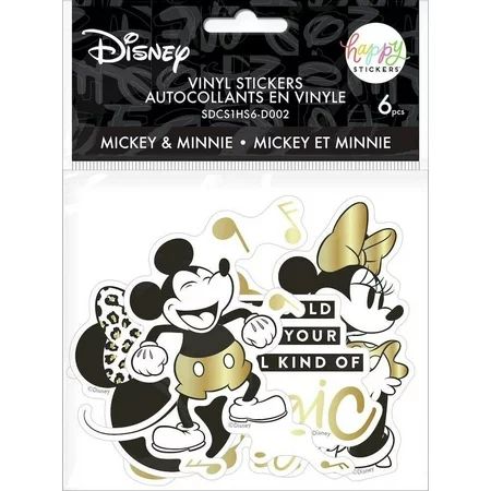 Happy Stickers Mickey Mouse and Minnie Mouse Gold Die Cut Vinyl Decal Stickers - 6 Pack | Walmart (US)