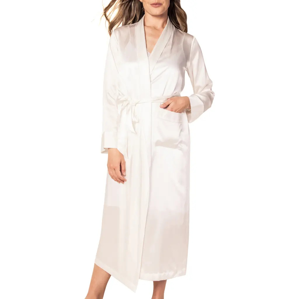 Petite Plume Silk Robe in White at Nordstrom, Size Small | Nordstrom