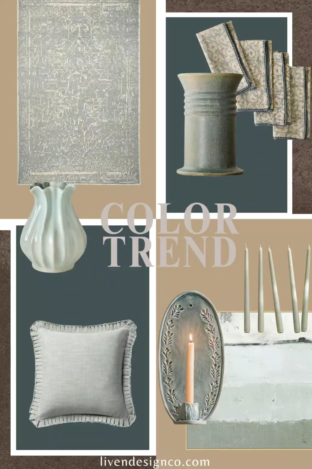 Interior design trends. Home decor. Ceramic vase. Teal vase. Turquoise. Floral napkins. Quince. Area rug. Taper candles. Sage green. Wall candle sconce. 

#LTKSeasonal #LTKHome #LTKSaleAlert