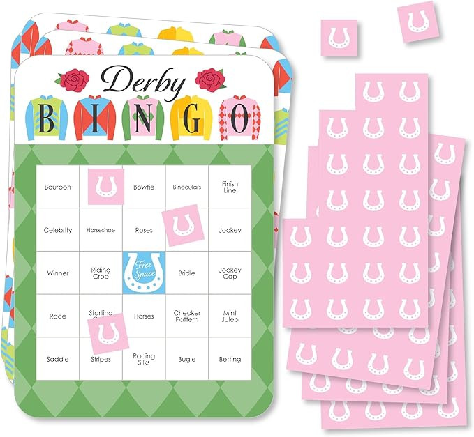 Big Dot of Happiness Derby Horse Race Bingo Cards and Markers, Kentucky Horse Racing Themed Party... | Amazon (US)