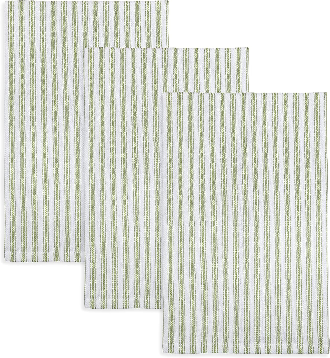 Cackleberry Home Tarragon Green and White Ticking Stripe Kitchen Towels Woven Cotton 18 x 28 Inch... | Amazon (US)