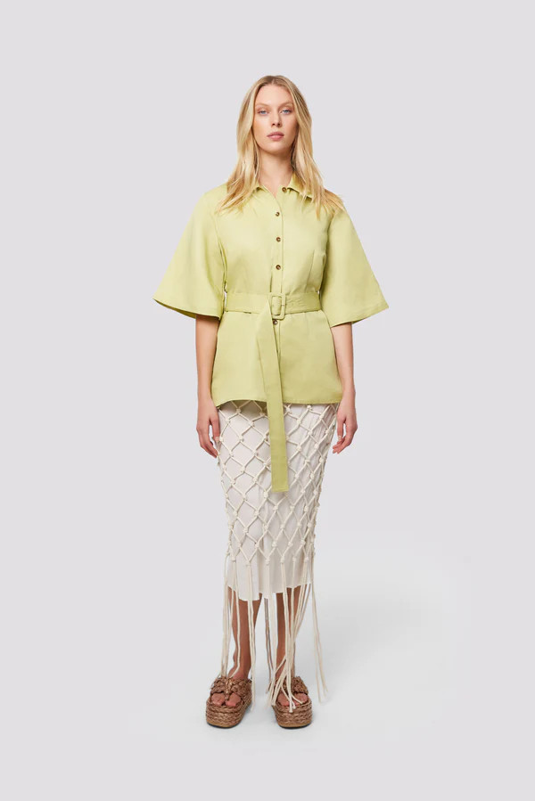 Madagascar Belted Shirt - Leek Green | Sunset Lover