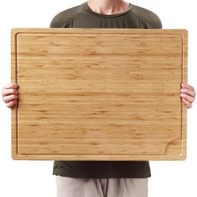 24 x 18 In Large Bamboo Wood Cutting Board, Kitchen Chopping Board with Juice Groove, Cheese Charcuterie Board, Butcher Block, 100% Organic Bamboo | Target