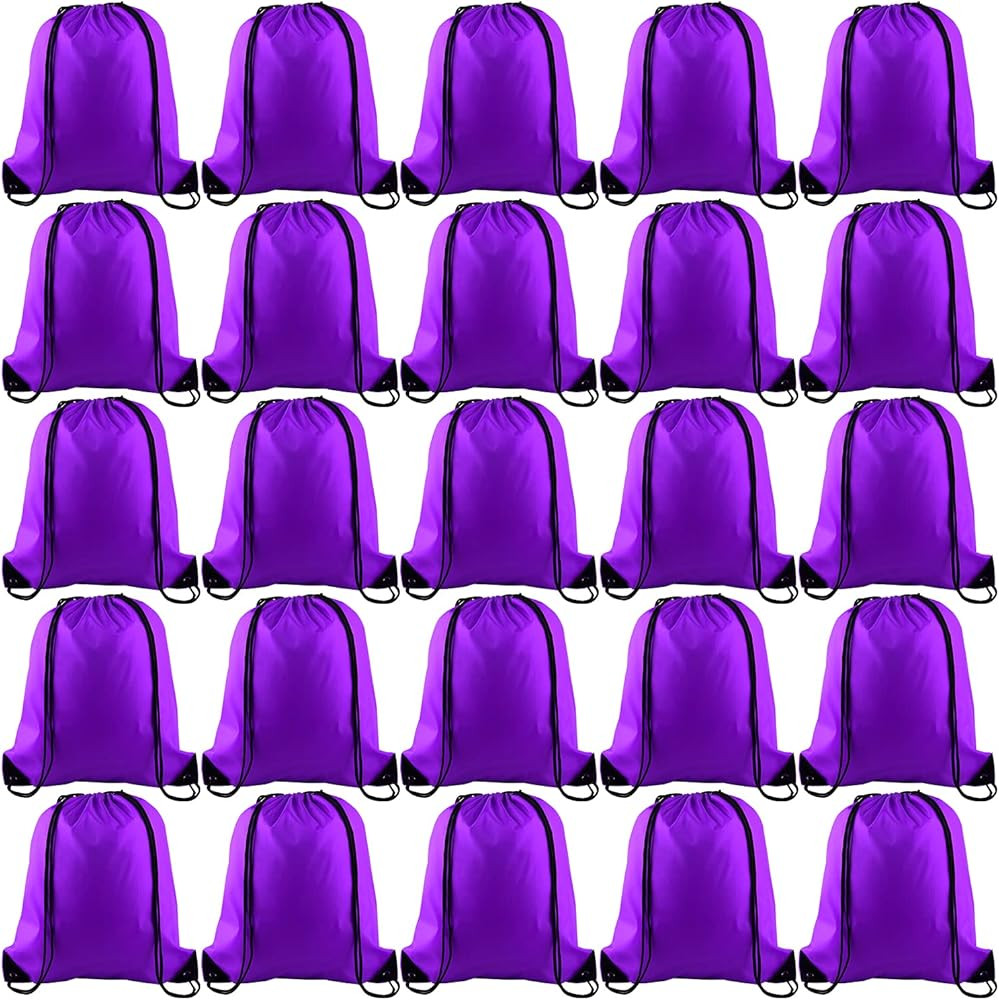 KUUQA 25Pcs Purple Drawstring Backpack Bulk Drawstring Bags String Backpack Cinch Gym Backpack fo... | Amazon (US)