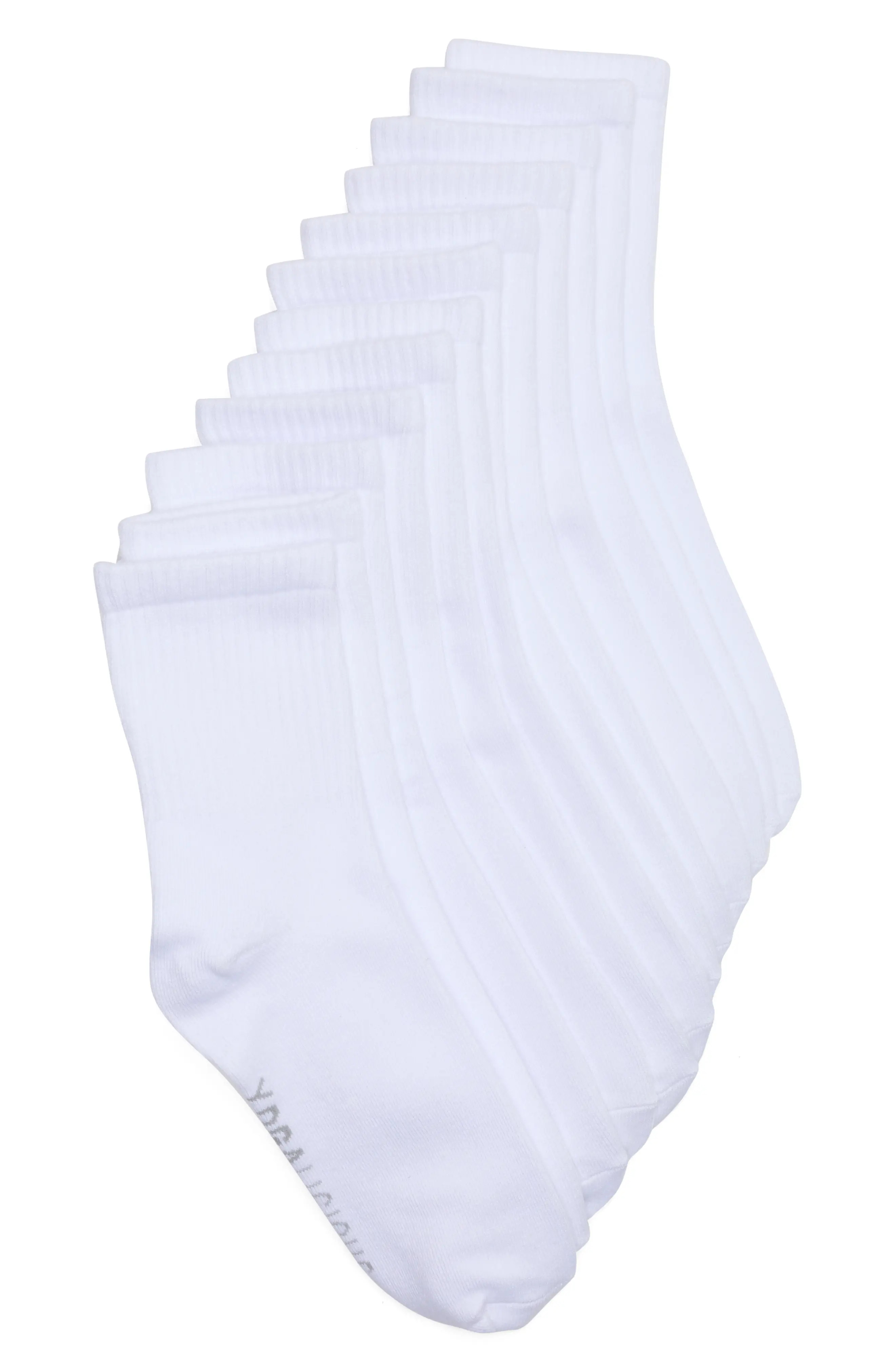 YOGALICIOUS 6-Pack Rib Crew Socks in White Pack at Nordstrom Rack | Nordstrom Rack