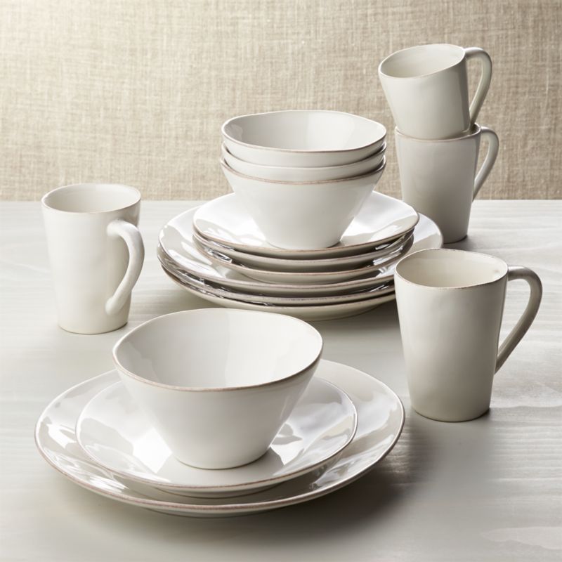 Marin White 16-Piece Dinnerware Set + Reviews | Crate and Barrel | Crate & Barrel