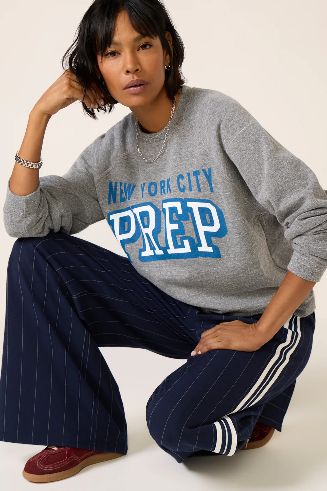 NYC Prep Raglan Crew Sweatshirt | Evereve