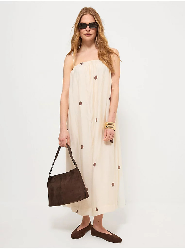 Cream Polka Dot Soft Midi Dress | George
