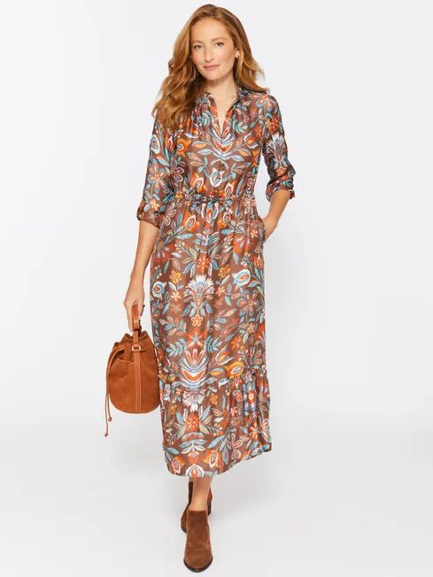 Liberty Silk Dress in Fluer Stitch | J.McLaughlin