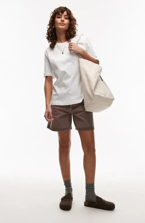 Topshop Editor Denim Shorts in Brown at Nordstrom, Size 2 Us | Nordstrom