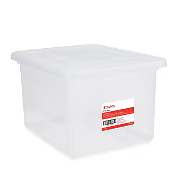 Staples Plastic File Box Snap, Letter/Legal Size, Clear, 4/Carton (TR57620CT) | Staples | Staples