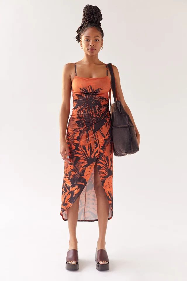 UO Solana Printed Split-Hem Midi Dress | Urban Outfitters (US and RoW)