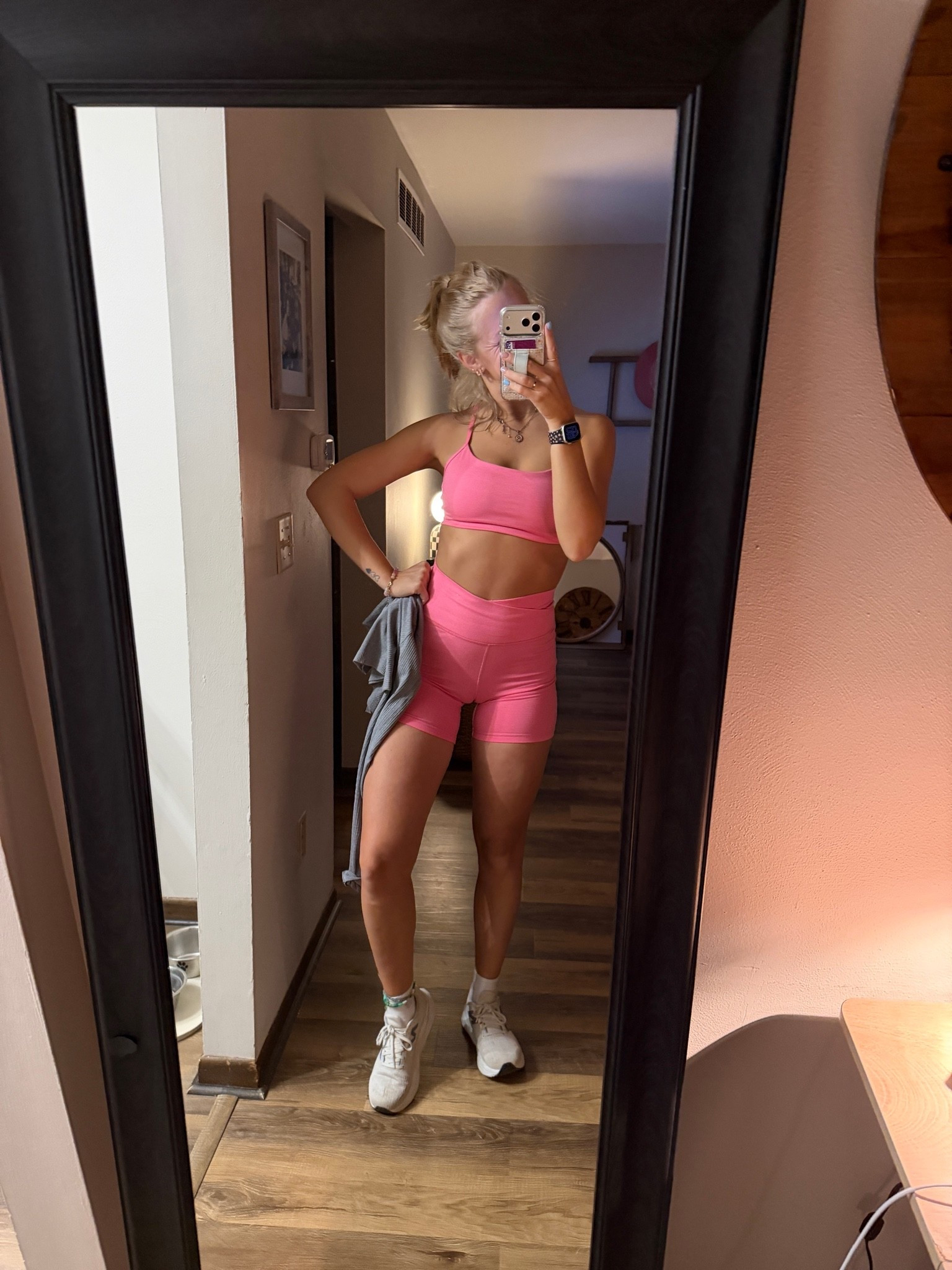 Tonight’s pink cardio & leg day fit—05.14.26 🩷🏃🏼‍♀️💨🦵🏼

Biker shorts: Small
Tank top: Medium
@DSW New Balance running shoes: 9
*socks are from @DSW too :)

Everything is TTS!!

#OldNavyactivewear #OldNavysocomfy #OldNavysets #OldNavystyle #pinkworkoutsets #workoutfits #bikershorts #pinktanktops #whiterunningshoes #NewBalanceshoes #whitesocks

#LTKfitnessgoals #LTKActive #LTKootd