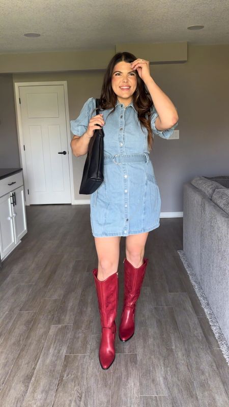 What concerts do you have coming up? Big fans of buying outfits were going to wear once from Amazon to save some moolah 👏🏼 💃🏻 

This denim dress is so stunning and the arm coverage is 10/10 ⭐️

Grab it for yourself on l t k or comment “boots” and I’ll get ya the info asap 🤍

#midsize #amazonoutfit #springoutfit #summeroutfit #concertoutfit midsize concert outfit, Amazon country concert outfit, red cowboy boots, spring outfit, summer outfit, state fair outfit, county fair outfit, size 12, size 14 


#LTKFindsUnder50 #LTKStyleTip #LTKMidsize