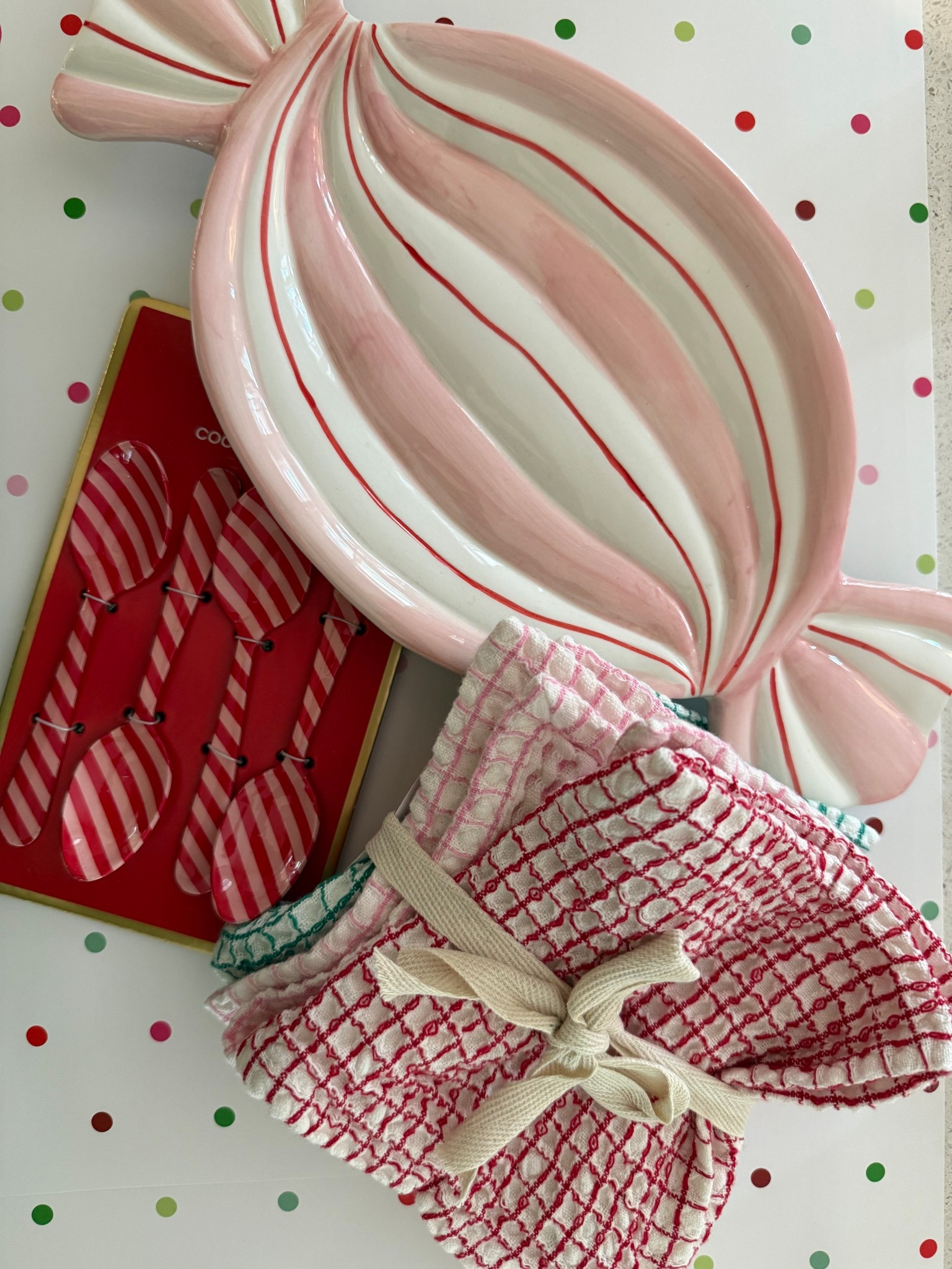 🎄✨ WORLD MARKET HOLIDAY FINDS ✨🎄
aka: the things that somehow fell into my cart today…
If you’re shopping for hostess gifts, teacher gifts, stocking stuffers, or little advent calendar goodies, World Market is loaded right now. Think: candy-striped spoons, giant peppermint-pink serveware, cozy kitchen linens, gourmet treats, mini add-ons, and everything you need to look like the mom who has it all handled. (We pretend. We move on.)
These are cute, affordable, aesthetic holiday staples that work for:
🎁 Teacher gifts
🎁 Neighbor gifts
🎁 Hostess baskets
🎁 Stocking stuffers
🎁 Advent fillers
🎁 Holiday party trays
🎁 Cookie exchange night
🎁 Little “just because” festive moments