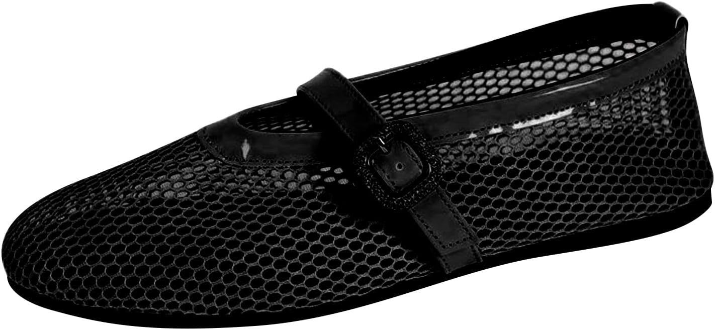 Women's Fashion Ballet Flats Pumps Mesh Buckle Lady Casual Leisure Shoes Classic Fashion Round To... | Amazon (UK)
