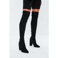 Black Faux Suede Over The Knee Boots | Missguided (US & CA)