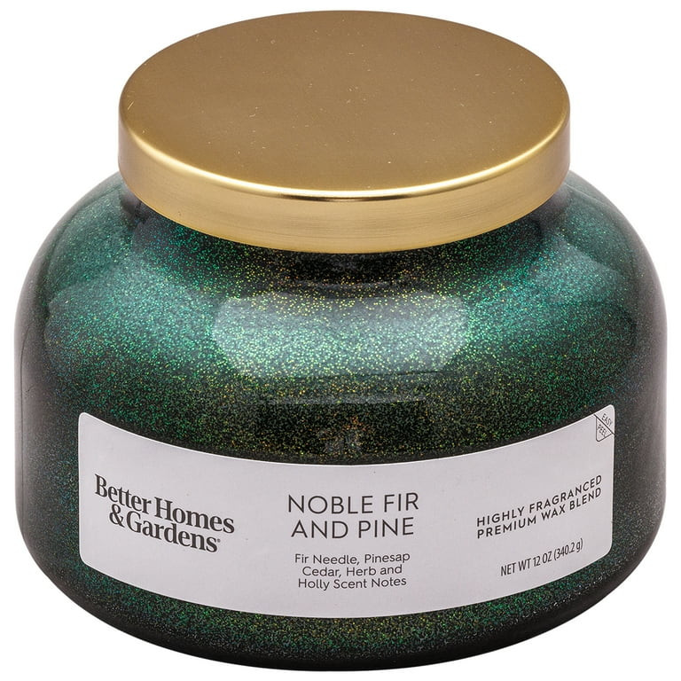 Better Homes & Gardens 1-Wick Holiday Scented Glitter Jar Candle, Noble Fir and Pine, 12oz. | Walmart (US)